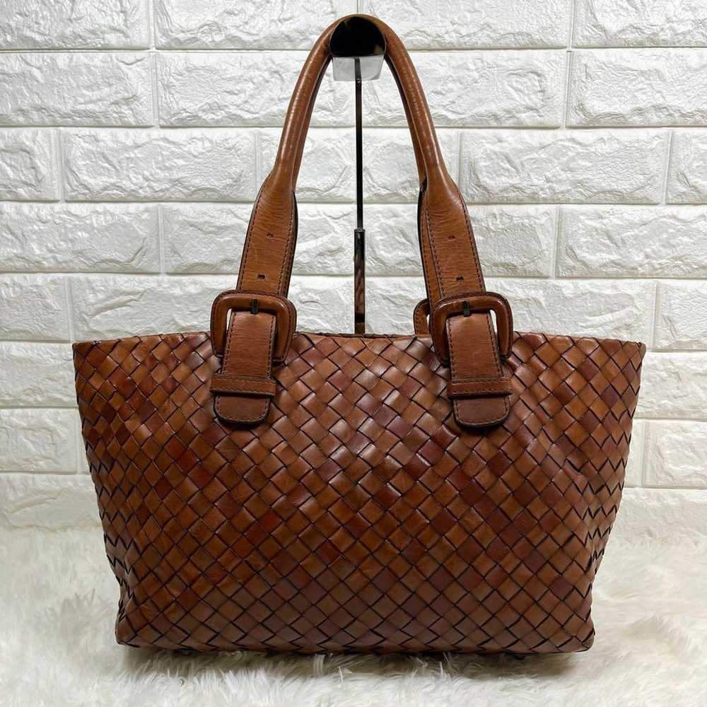 Sazaby Intrechate Tote Bag Leather Brown Braided … - image 2