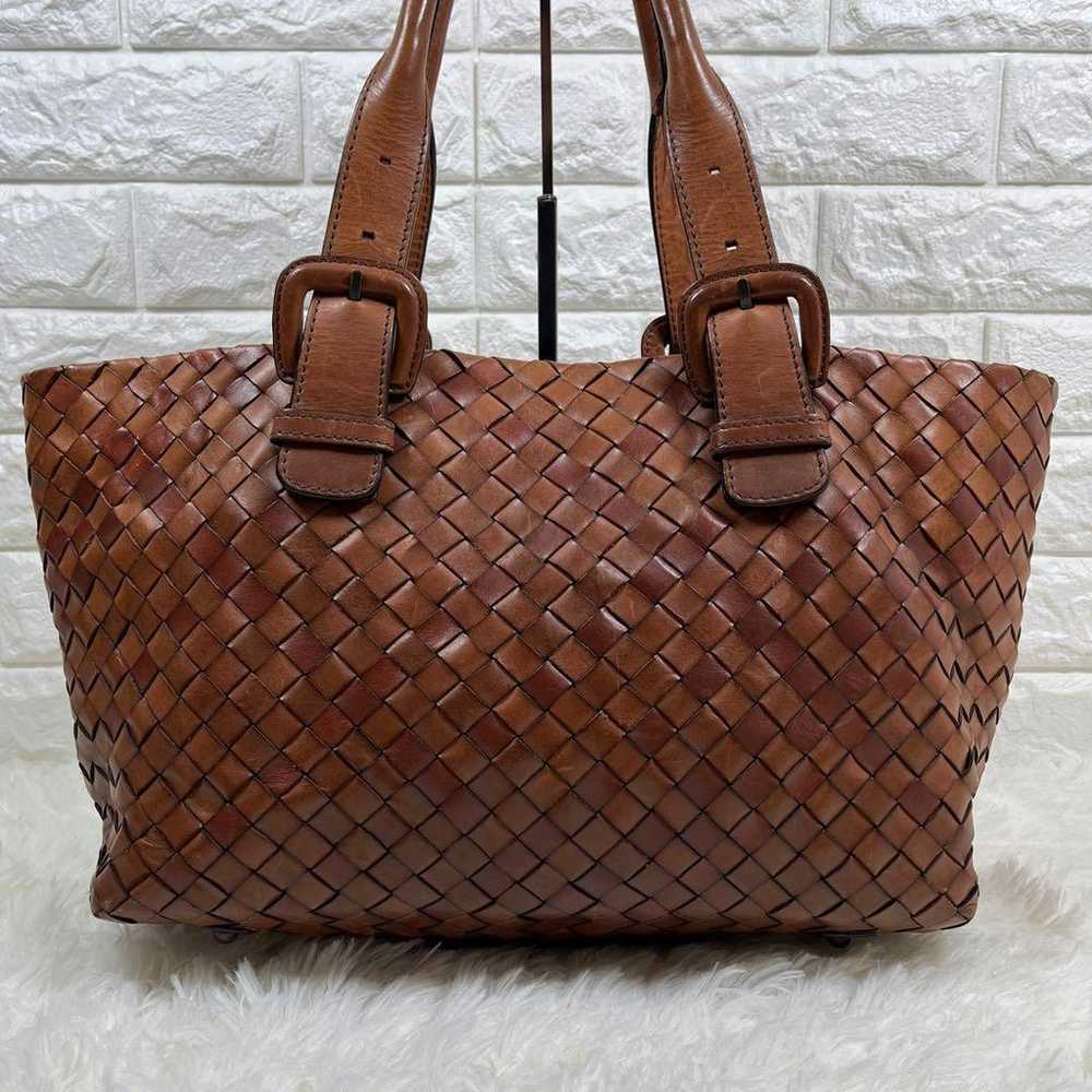 Sazaby Intrechate Tote Bag Leather Brown Braided … - image 3