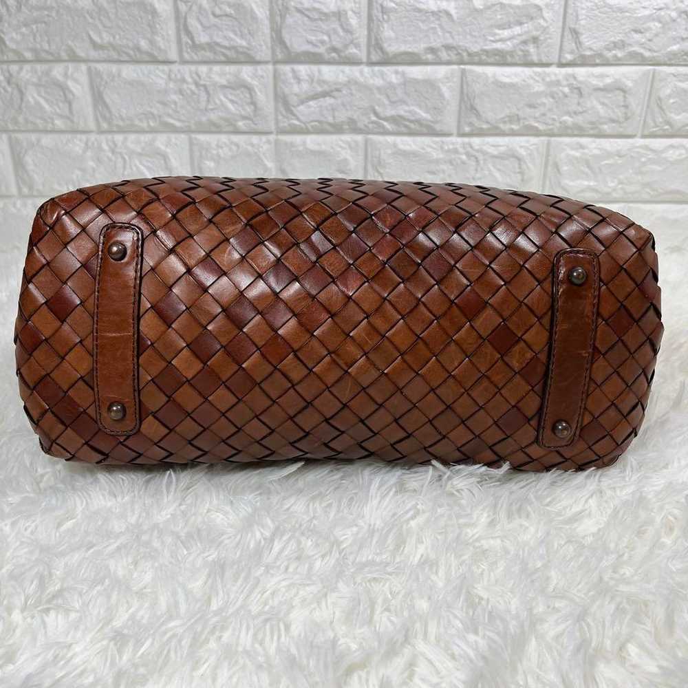 Sazaby Intrechate Tote Bag Leather Brown Braided … - image 5