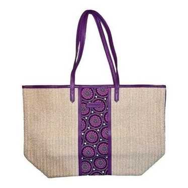 Disney Vera Bradley Plums Up Straw Tote Bag Purpl… - image 1