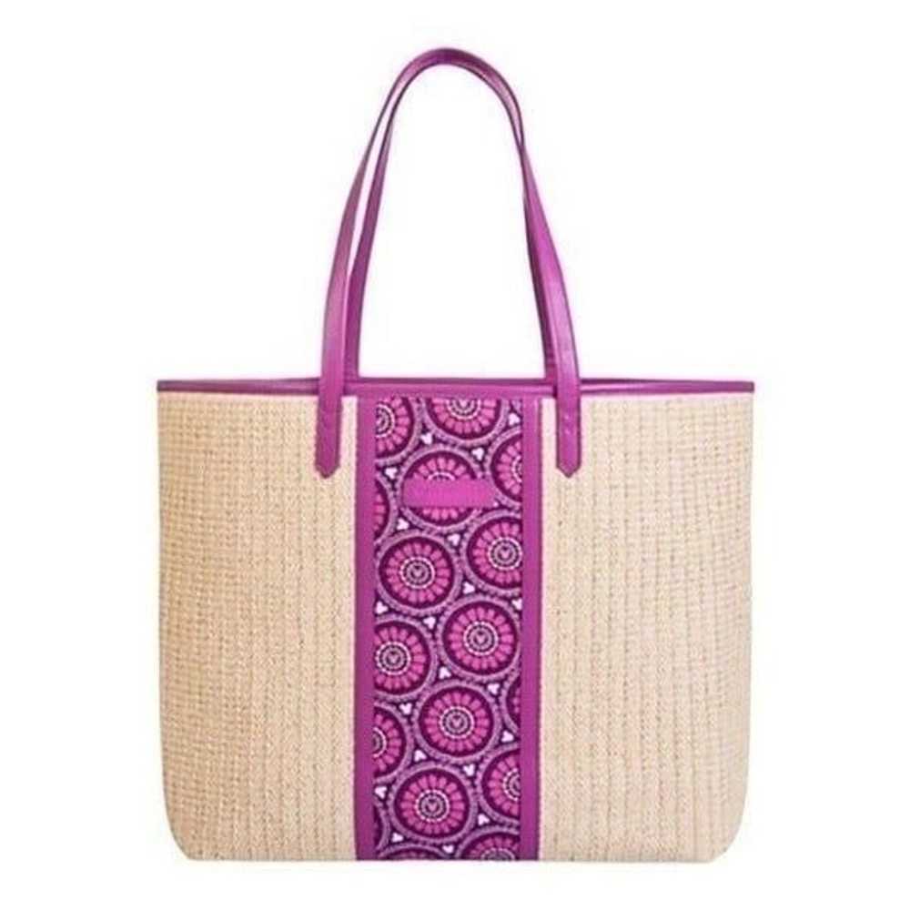 Disney Vera Bradley Plums Up Straw Tote Bag Purpl… - image 2