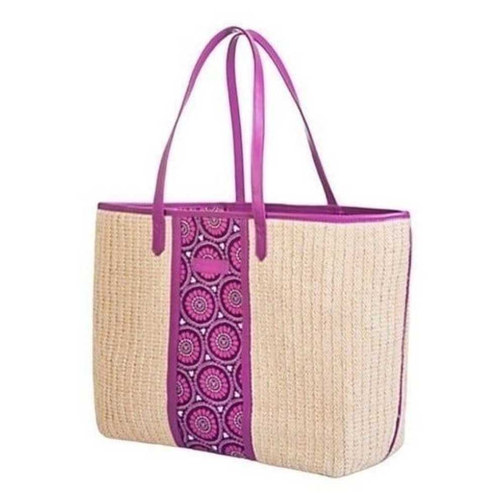 Disney Vera Bradley Plums Up Straw Tote Bag Purpl… - image 3