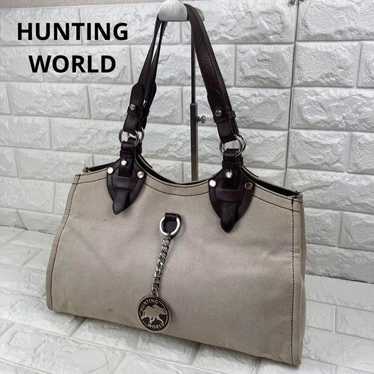 Hunting World Handbag Canvas Leather Medal Charm.