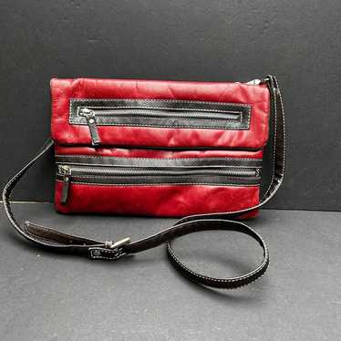 Vtg Sophia Visconti Red Leather Shoulder Bag with… - image 1