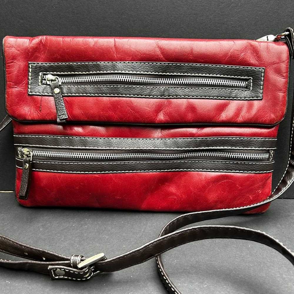 Vtg Sophia Visconti Red Leather Shoulder Bag with… - image 2