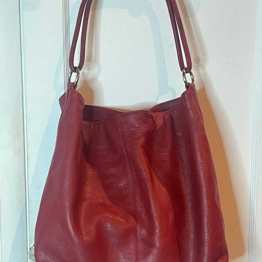 Vintage Express Design Studio red leather hobo ha… - image 1