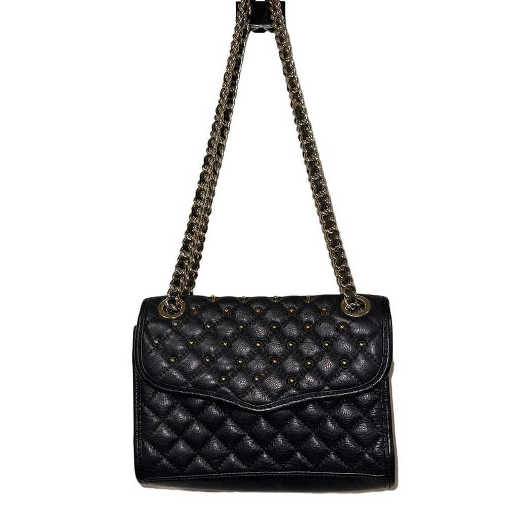 Rebecca Minkoff Black Quilted Leather Gold Studde… - image 1