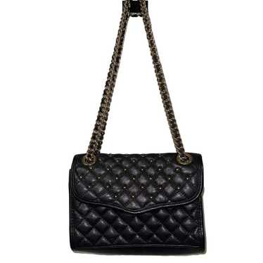 Rebecca Minkoff Black Quilted Leather Gold Studde… - image 1