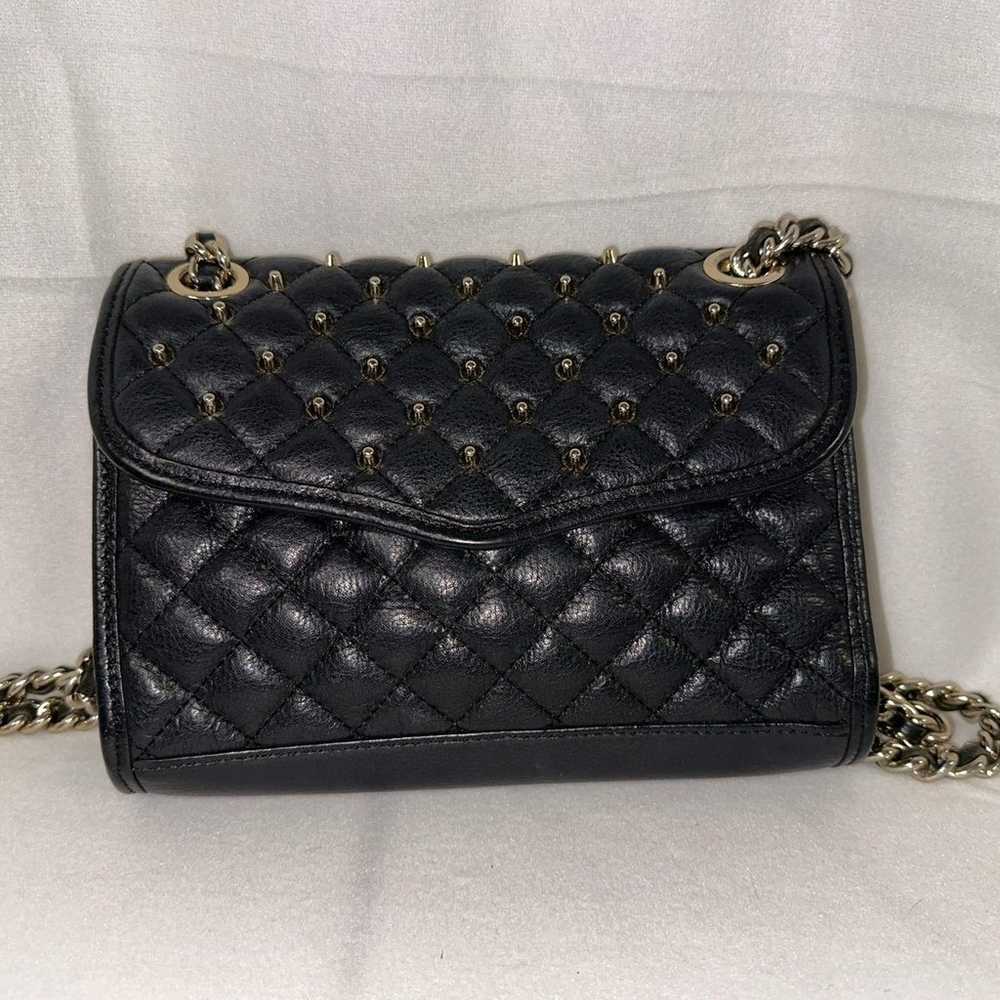 Rebecca Minkoff Black Quilted Leather Gold Studde… - image 2