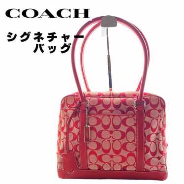 COACH Red Signature Handbag Shoulder Bag