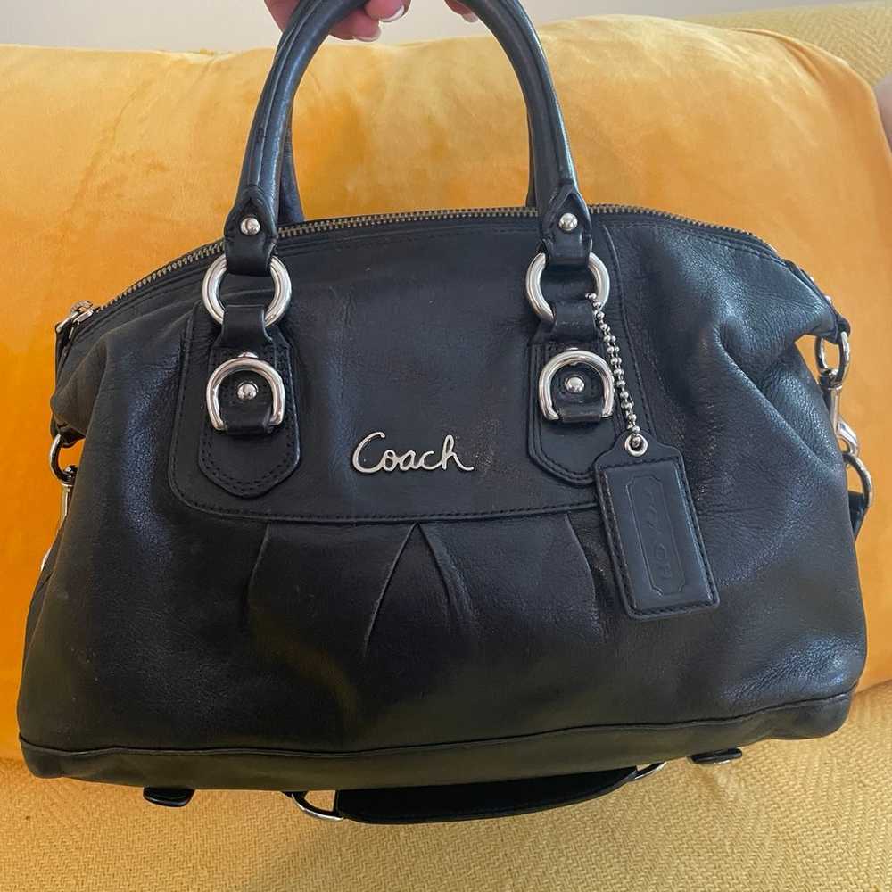 Coach black leather satchel black bag - image 10