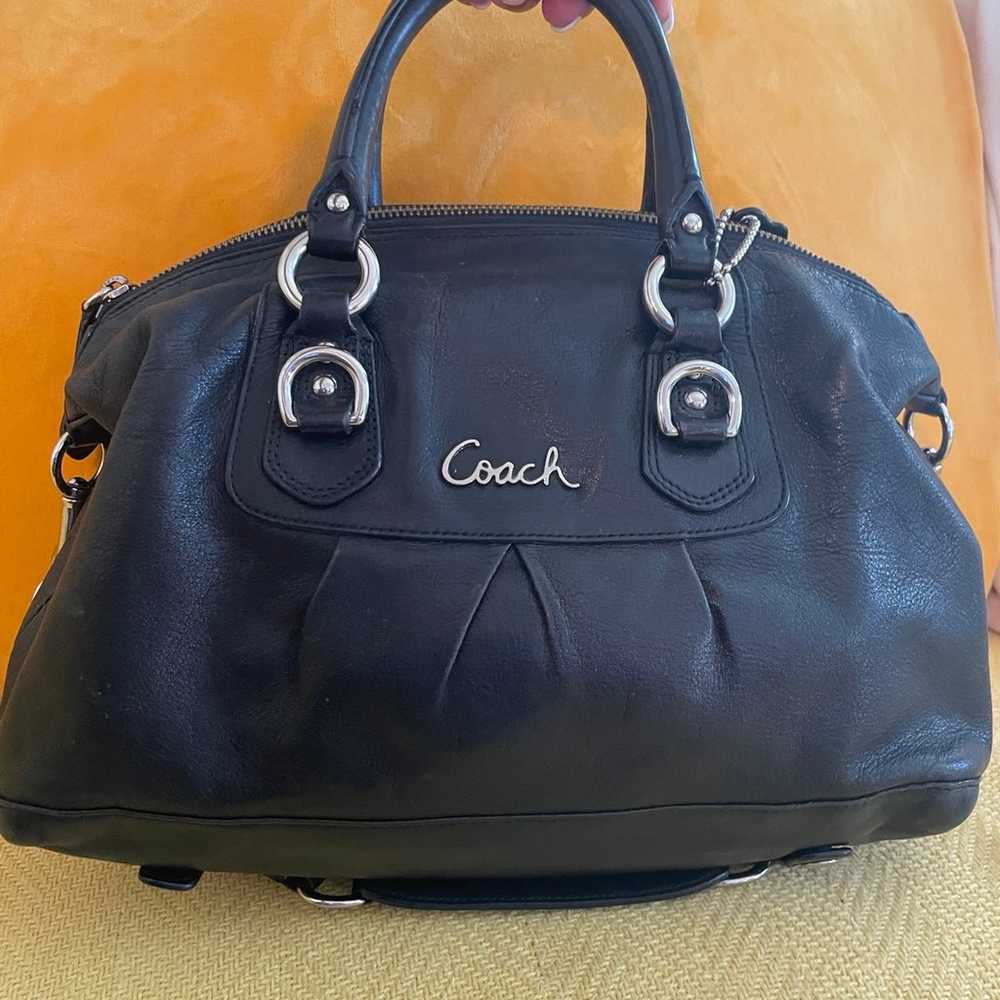 Coach black leather satchel black bag - image 1