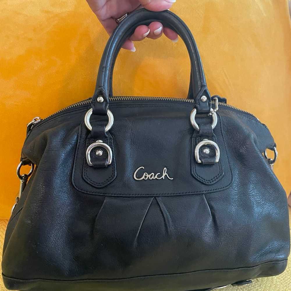 Coach black leather satchel black bag - image 5