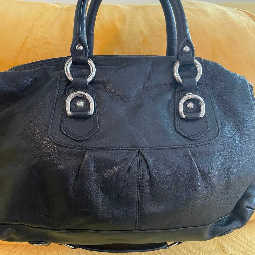 Coach black leather satchel black bag - image 7