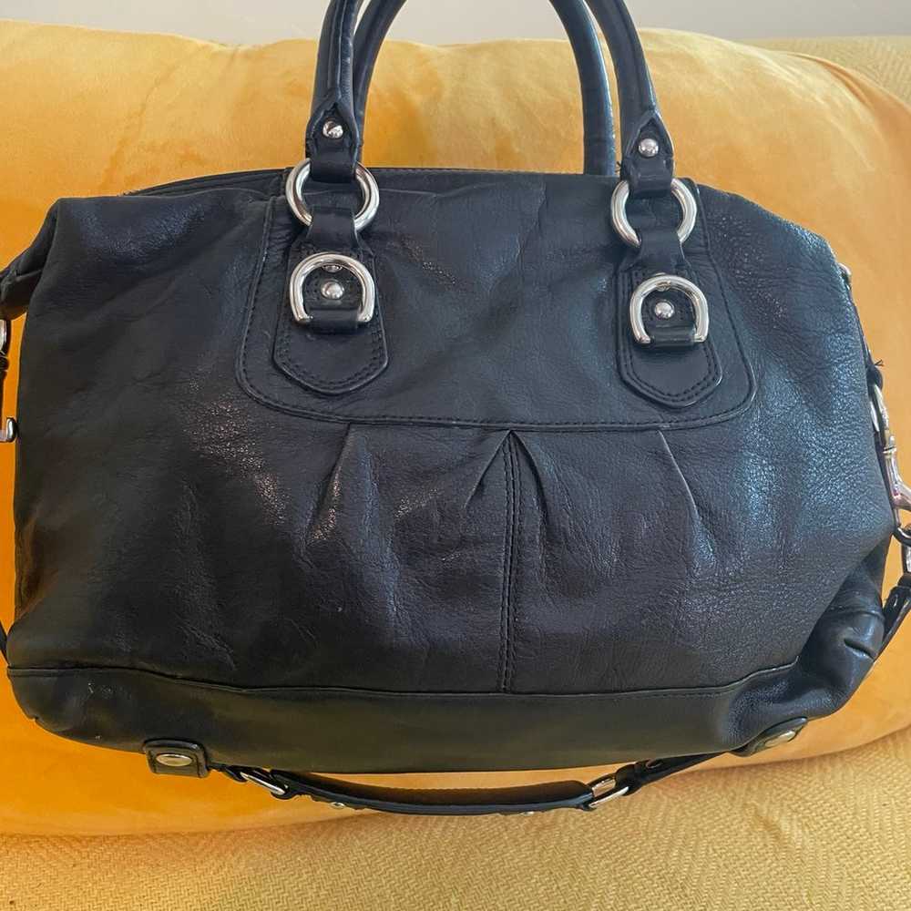 Coach black leather satchel black bag - image 8