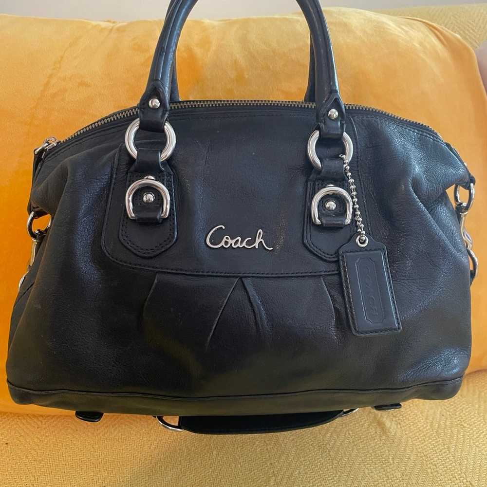 Coach black leather satchel black bag - image 9