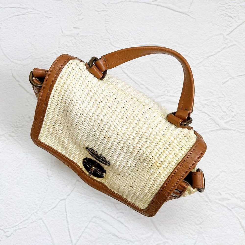 ZANELLATO Postina Mini Shoulder Bag Raffia White … - image 5