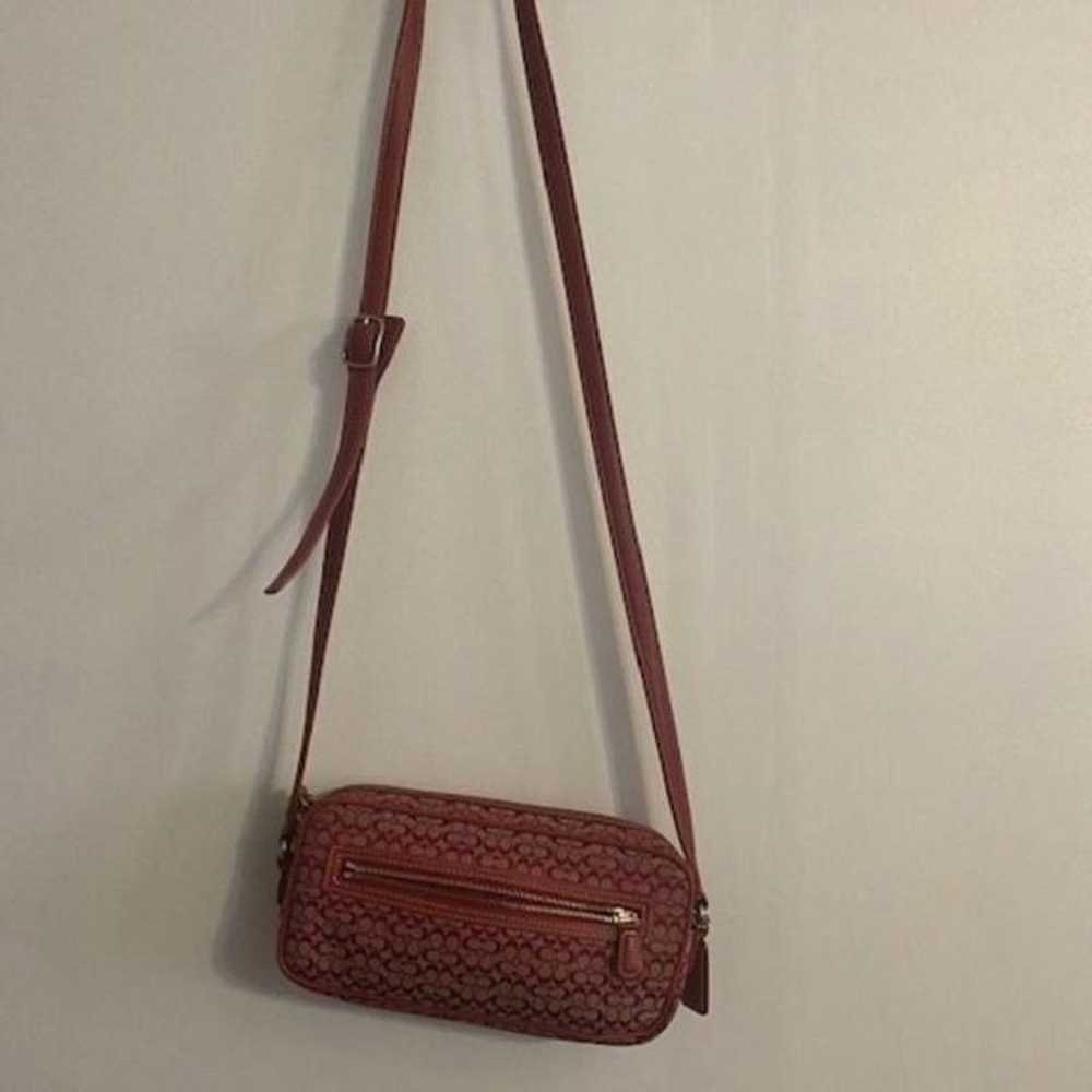 Coach Rare Red/Tan Mini Signature Monogram Canvas… - image 1