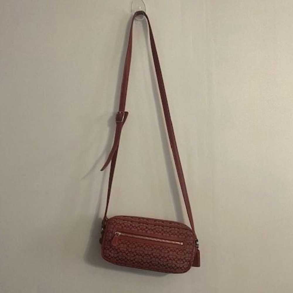 Coach Rare Red/Tan Mini Signature Monogram Canvas… - image 2