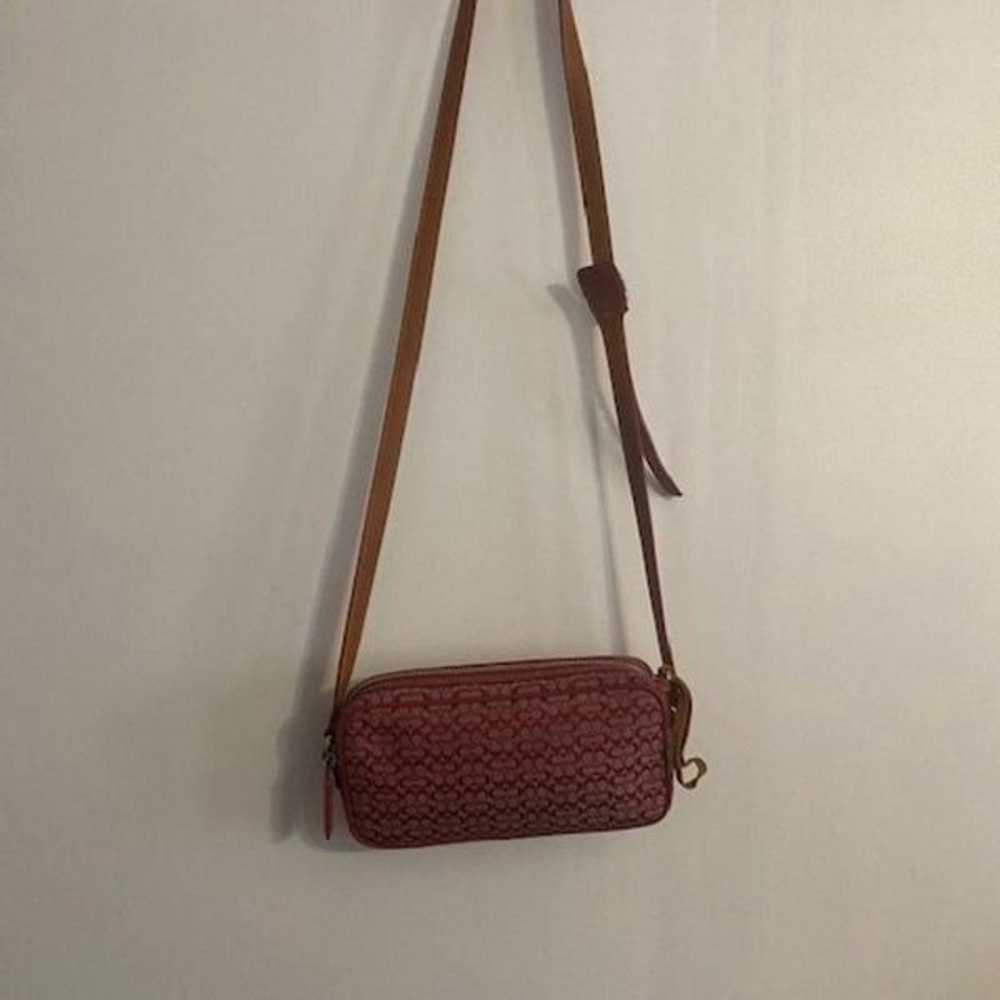 Coach Rare Red/Tan Mini Signature Monogram Canvas… - image 3