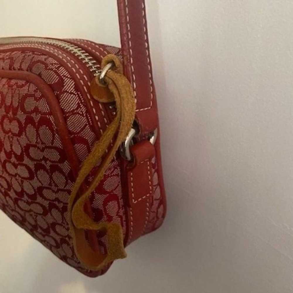 Coach Rare Red/Tan Mini Signature Monogram Canvas… - image 4