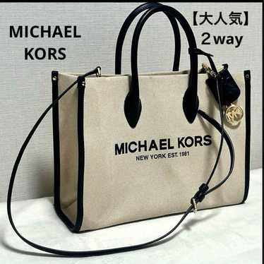 MICHAEL KORS 2WAY handbag tote canvas ivory