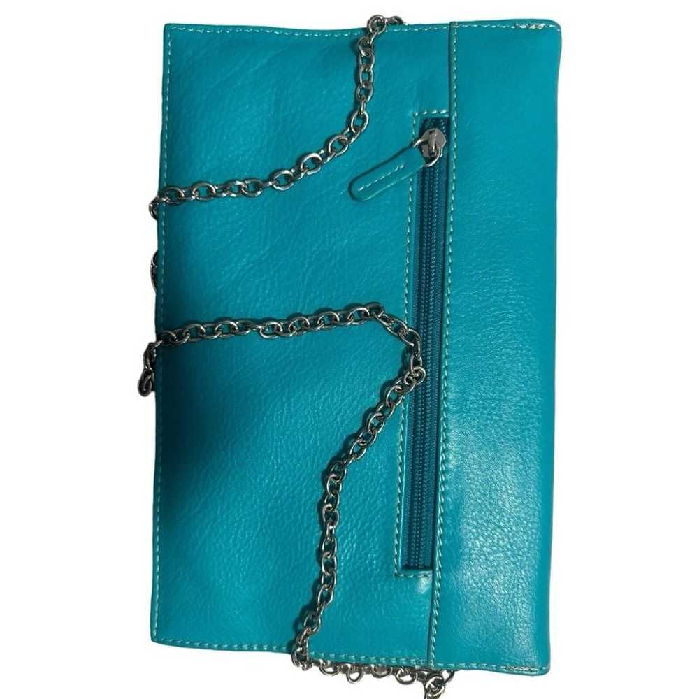 ILI New York Genuine Leather Turquoise Purse - image 3