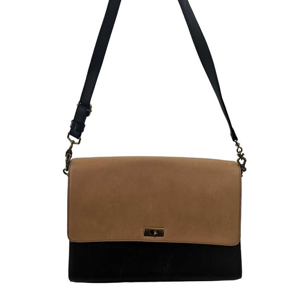 J.Crew Brown Black Colorblock Edie Grand Bag Came… - image 1