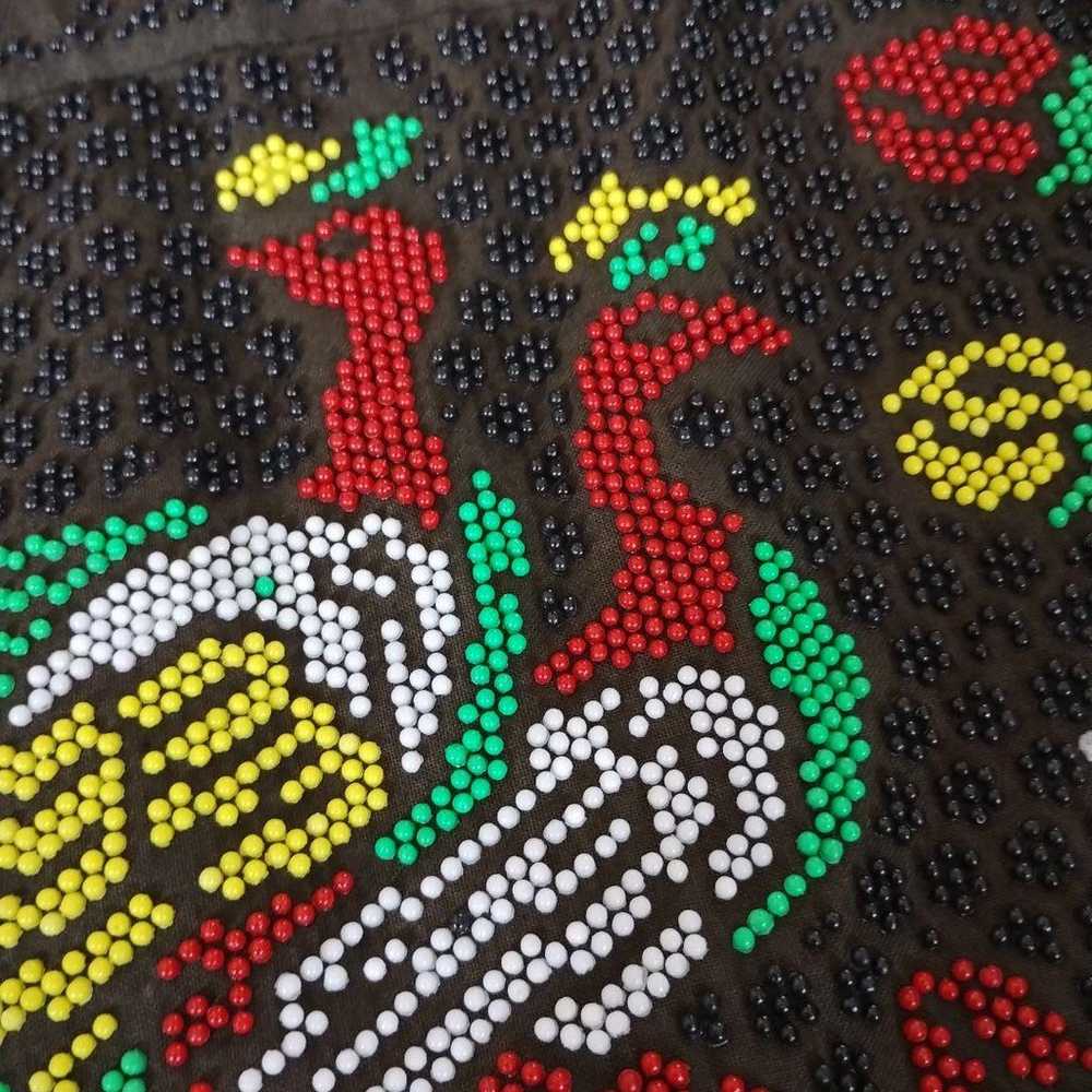 【Great Condition】Rare Vintage Peacock Bead Bag wi… - image 2