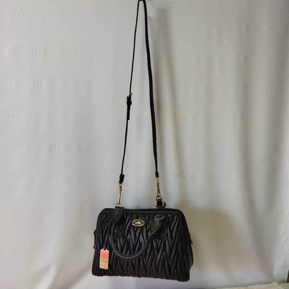 COACH Coach 2way Handbag Shoulder Black Leather Q… - image 2