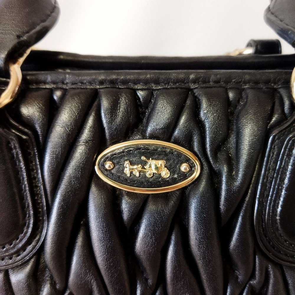 COACH Coach 2way Handbag Shoulder Black Leather Q… - image 4