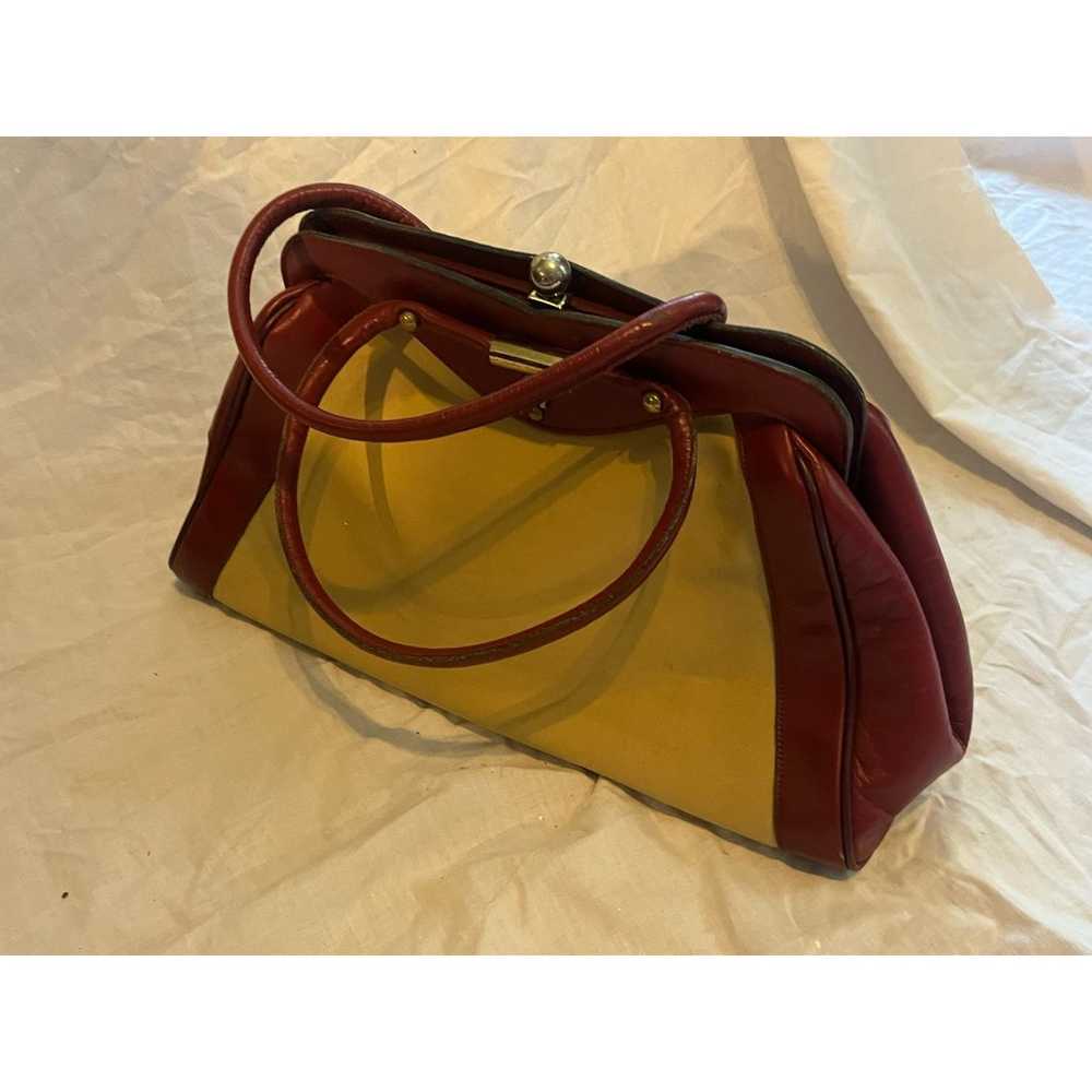 Vintage 1960’s Etienne Aigner handbag tan red lea… - image 11