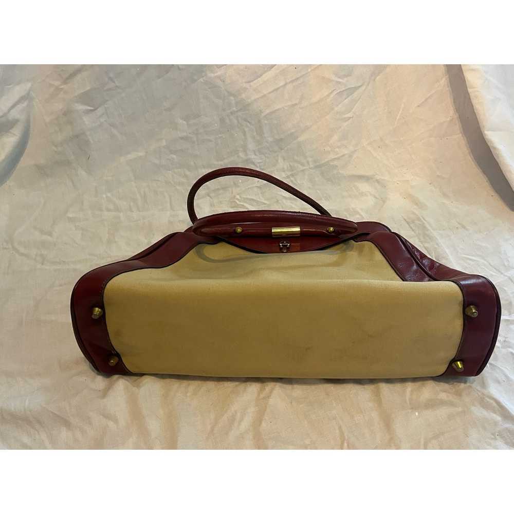 Vintage 1960’s Etienne Aigner handbag tan red lea… - image 12