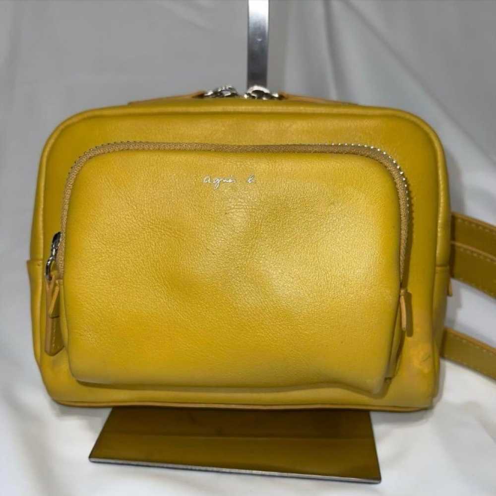 【Rare】agnes b. angele Shoulder Bag Yellow All Lea… - image 2