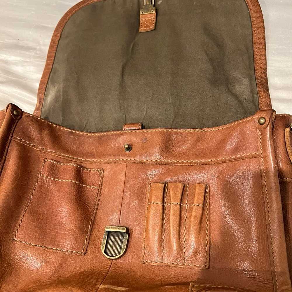 Vintage Fossil Cognac Crossbody Messenger Bag 14x… - image 2