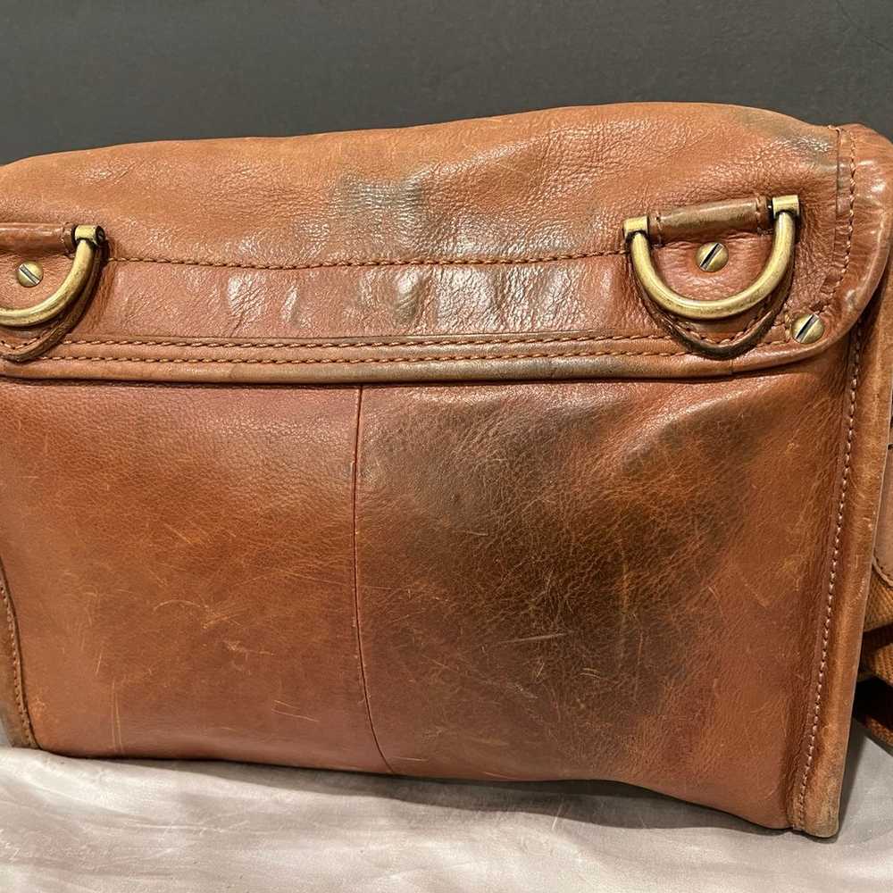 Vintage Fossil Cognac Crossbody Messenger Bag 14x… - image 9