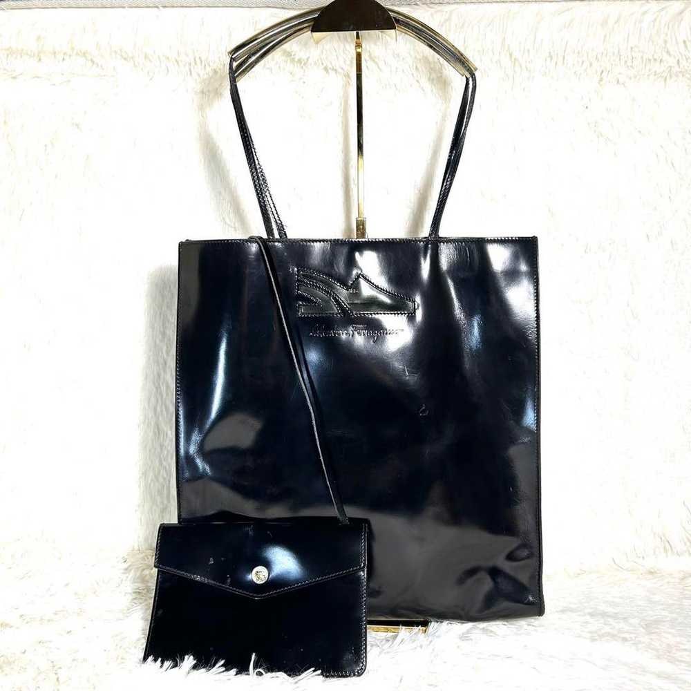 Salvatore Ferragamo patent leather tote bag. - image 2