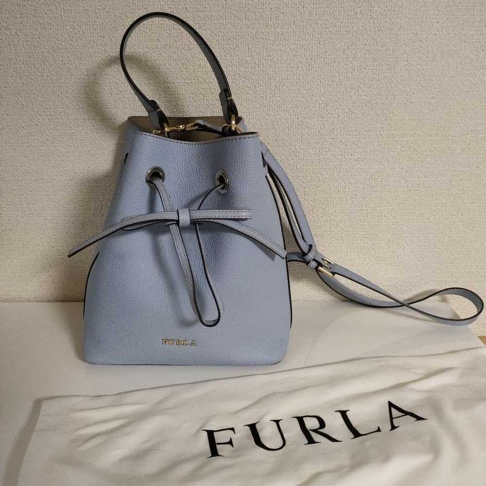 FURLA Costanza 2way Shoulder Bag Light Blue Leath… - image 1