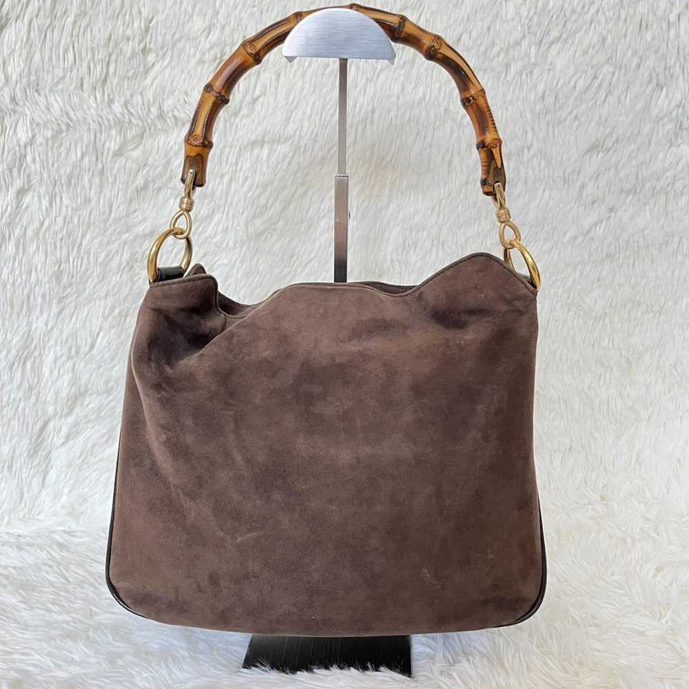 Old Gucci Bamboo One-Handle Bag Suede Leather Vin… - image 2