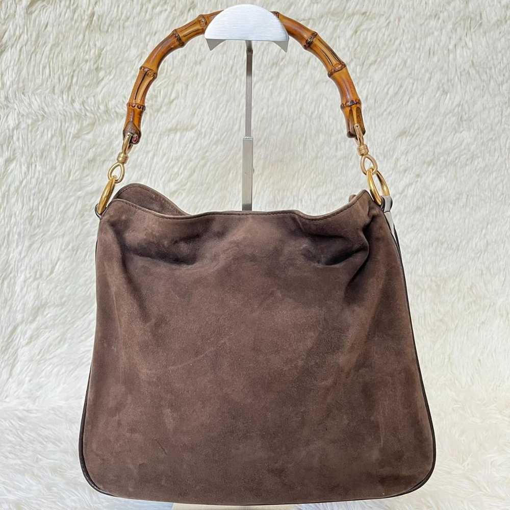 Old Gucci Bamboo One-Handle Bag Suede Leather Vin… - image 3