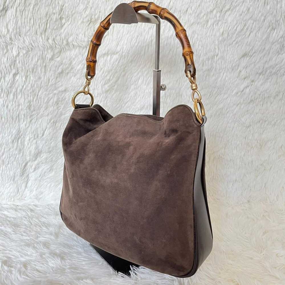 Old Gucci Bamboo One-Handle Bag Suede Leather Vin… - image 6