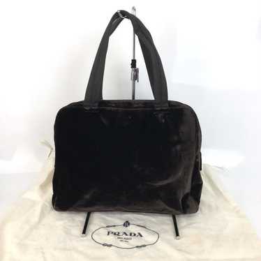 PRADA logo plate tote bag handbag black. - image 1