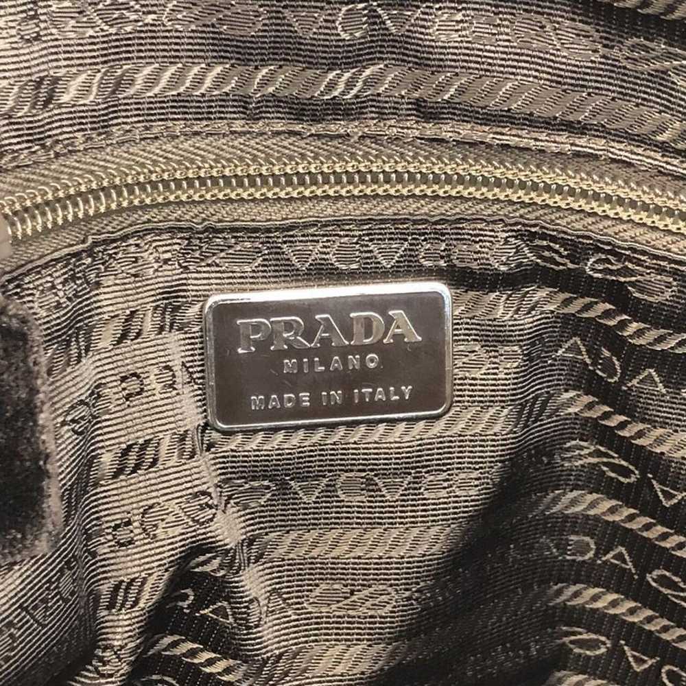 PRADA logo plate tote bag handbag black. - image 8