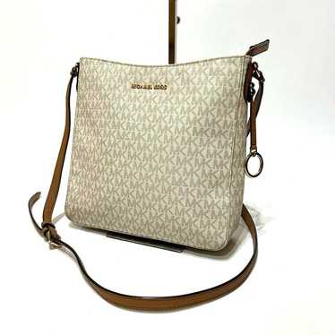 MICHAEL KORS leather shoulder bag with MK pattern.