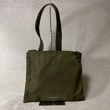 PRADA Shoulder Bag Nylon Triangle Logo Plate Khaki - image 1