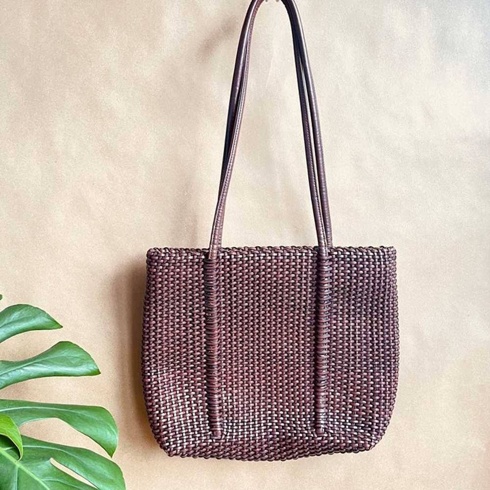 Vintage NINE WEST Dark Brown Woven Purse - image 11