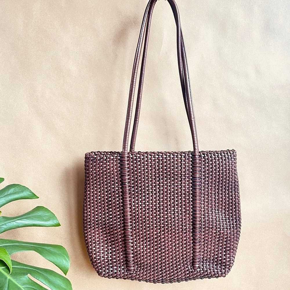 Vintage NINE WEST Dark Brown Woven Purse - image 1