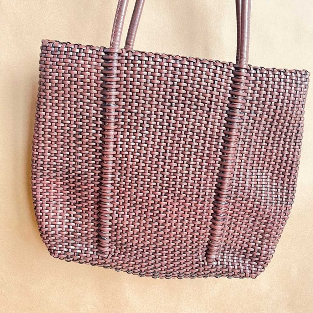 Vintage NINE WEST Dark Brown Woven Purse - image 2