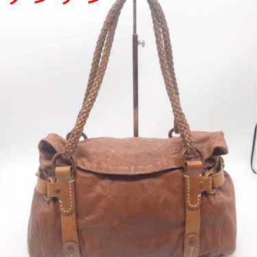 T1067 Genten handbag tote bag brown leather bag - image 1