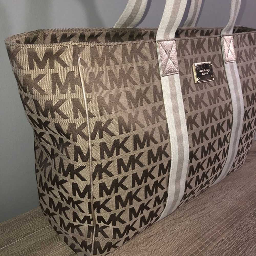 Michael Kors Webbing EW Weekender Beige Brown Gol… - image 7